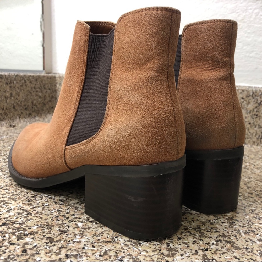 Brown suede booties